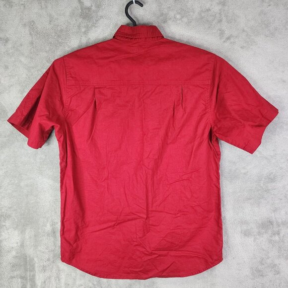 Mens Red R&R Outdoors Shirt Short Sleeve Button Up 100% Cotton Size M - Picture 7 of 11